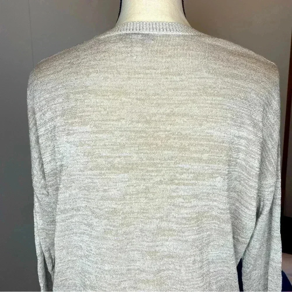 Joie Calee V-Neck Knit Sweater in Beige/Gold Size S